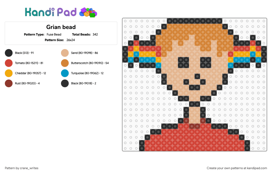 Grian bead - Fuse Bead Pattern by crane_writes on Kandi Pad - beige, grian, life series, orange, red