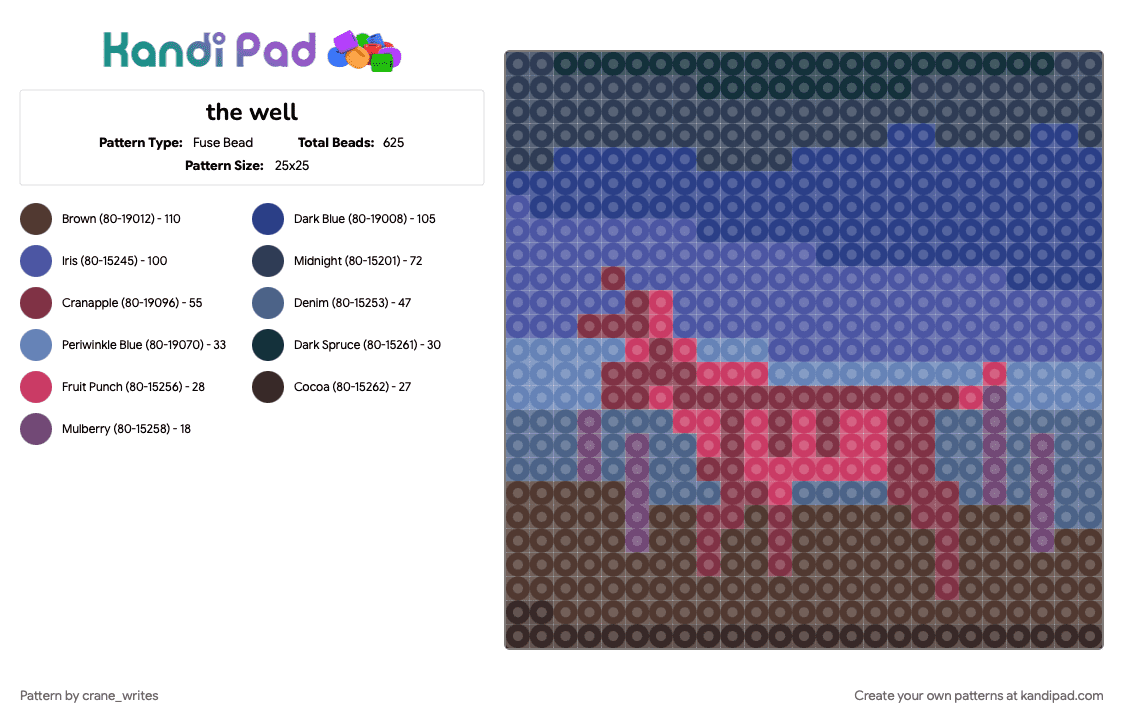 the well - Fuse Bead Pattern by crane_writes on Kandi Pad - blue, brown, purple