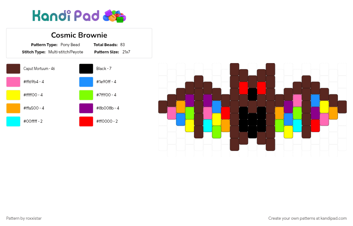 Cosmic Brownie - Pony Bead Pattern by roxxistar on Kandi Pad - brown