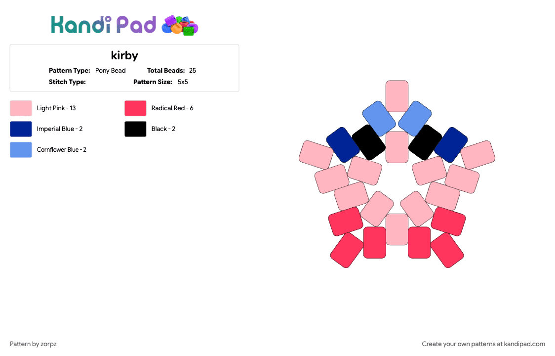 kirby - Pony Bead Pattern by zorpz on Kandi Pad - pink, red