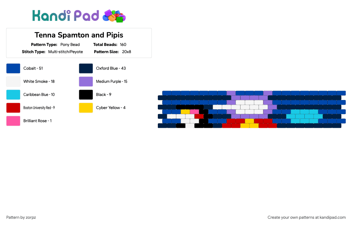 Tenna Spamton and Pipis - Pony Bead Pattern by zorpz on Kandi Pad - blue, character, deltarune, pipis, spamton, tenna, trash heap, tv time, video game