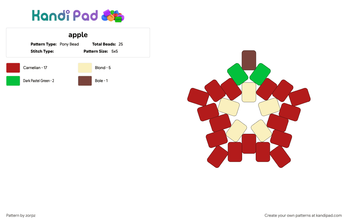 apple - Pony Bead Pattern by zorpz on Kandi Pad - red