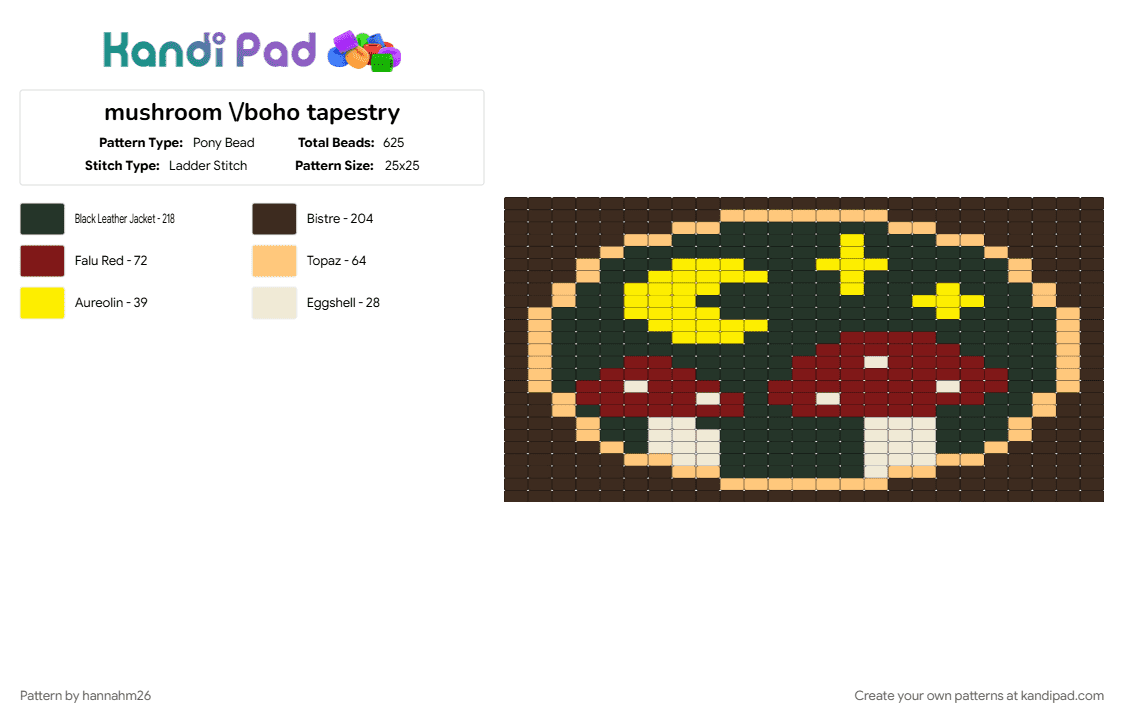 Mushroom/Boho tapestry - Pony Bead Pattern by hannahm26 on Kandi Pad - brown