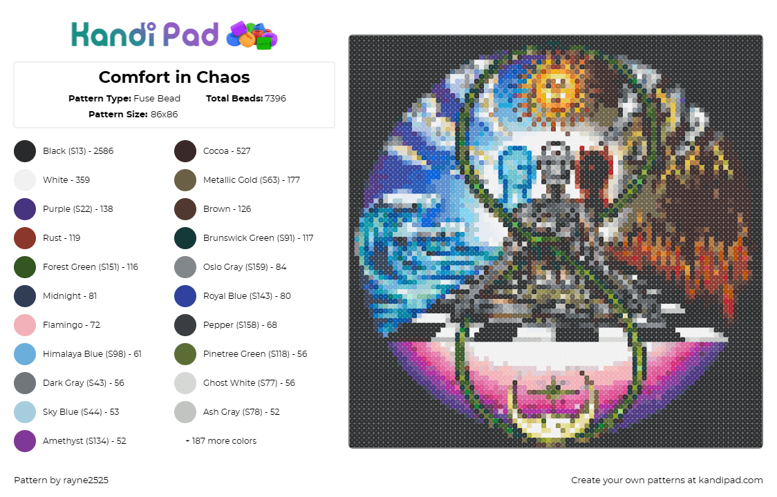 Comfort in Chaos - Fuse Bead Pattern by rayne2525 on Kandi Pad - john summit,album,psychedelic,colorful,dj,music,dark,pink,blue,black