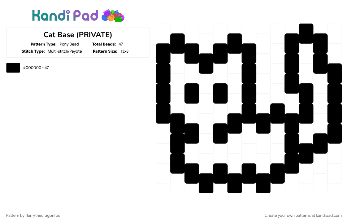 Cat Loaf Charms #0: Base - Pony Bead Pattern by flurrythedragonfox on Kandi Pad - base, cat, charm, multistitch, peyote