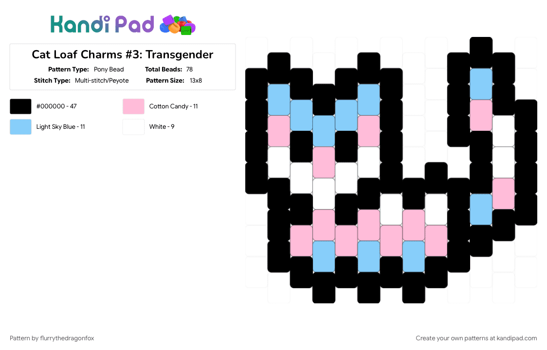 Cat Loaf Charms #3: Transgender - Pony Bead Pattern by flurrythedragonfox on Kandi Pad - 