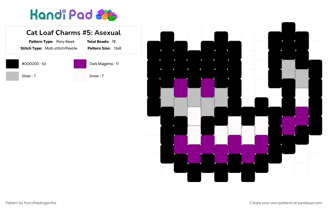 Cat Loaf Charms #5: Asexual - Pony Bead Pattern by flurrythedragonfox on Kandi Pad - 