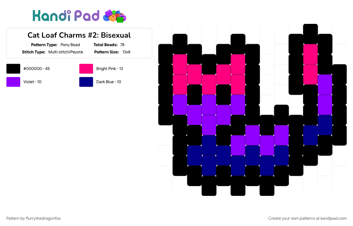 Cat Loaf Charms #2: Bisexual - Pony Bead Pattern by flurrythedragonfox on Kandi Pad - 