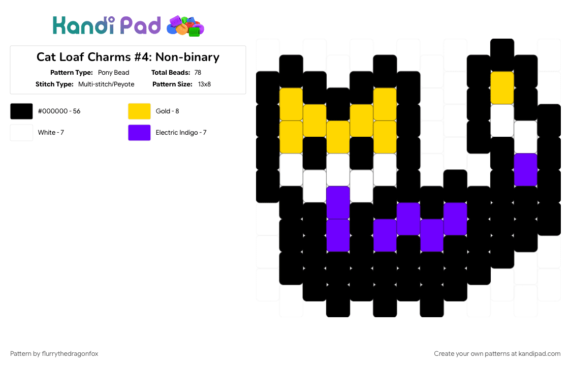 Cat Loaf Charms #4: Non-binary - Pony Bead Pattern by flurrythedragonfox on Kandi Pad - 