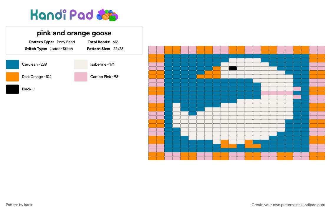 pink and orange goose - Pony Bead Pattern by kaelr on Kandi Pad - animals, blue, goose, panel, tapestry, wall hanging