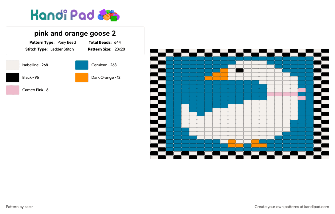 goose 2 - Pony Bead Pattern by kaelr on Kandi Pad - animals, blue, goose, panel, tapestry, wall hanging