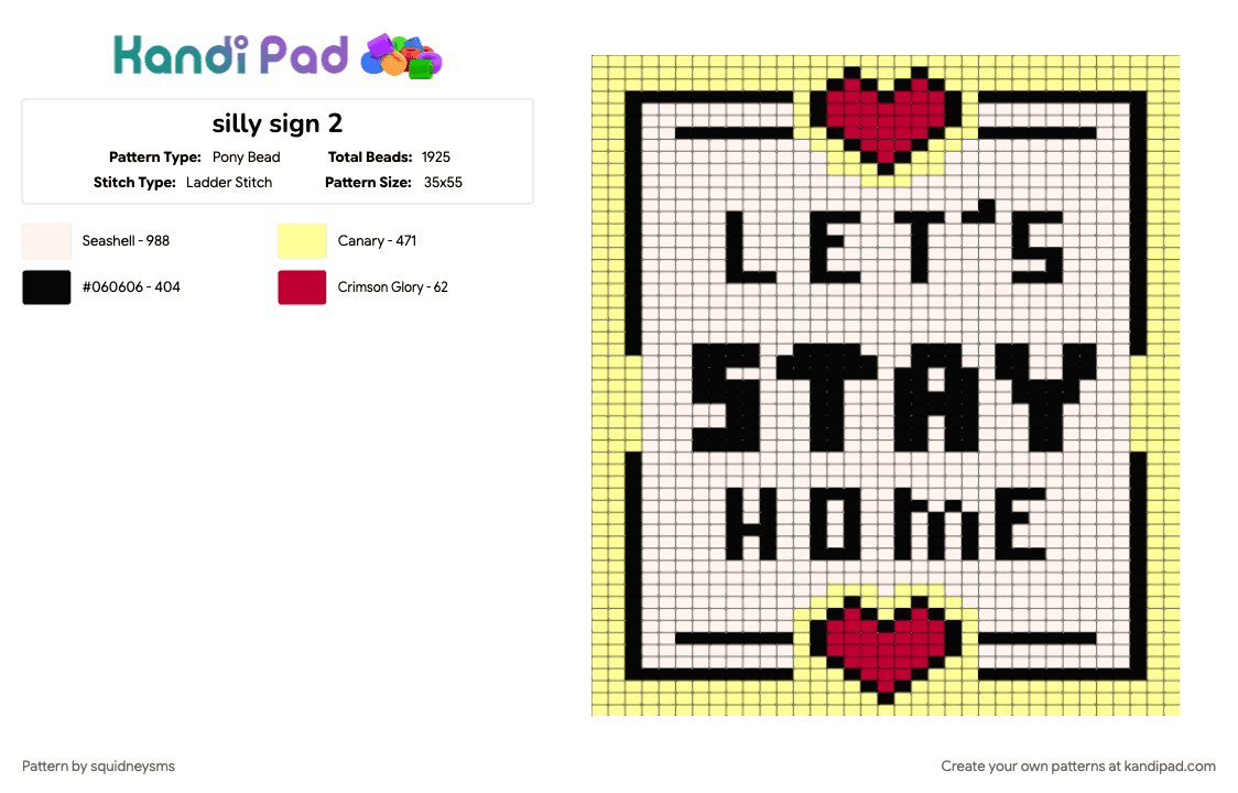 silly sign 2 - Pony Bead Pattern by squidneysms on Kandi Pad - white, yellow