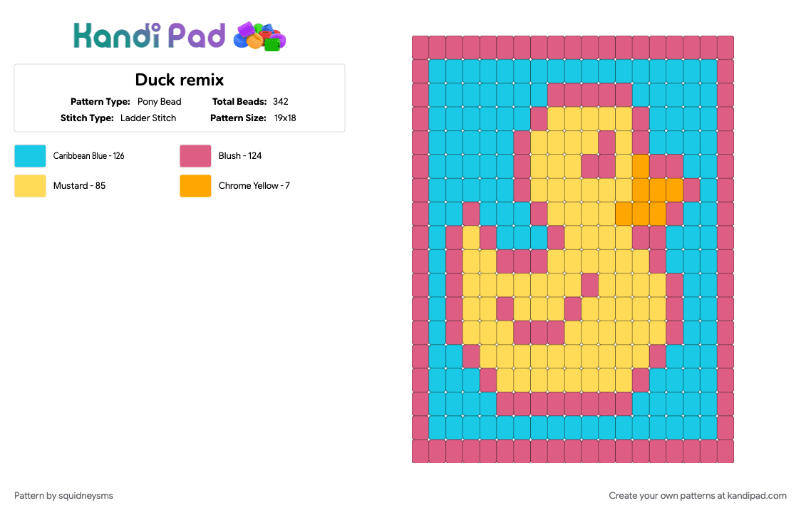 Duck remix - Pony Bead Pattern by squidneysms on Kandi Pad - light blue, pink, yellow