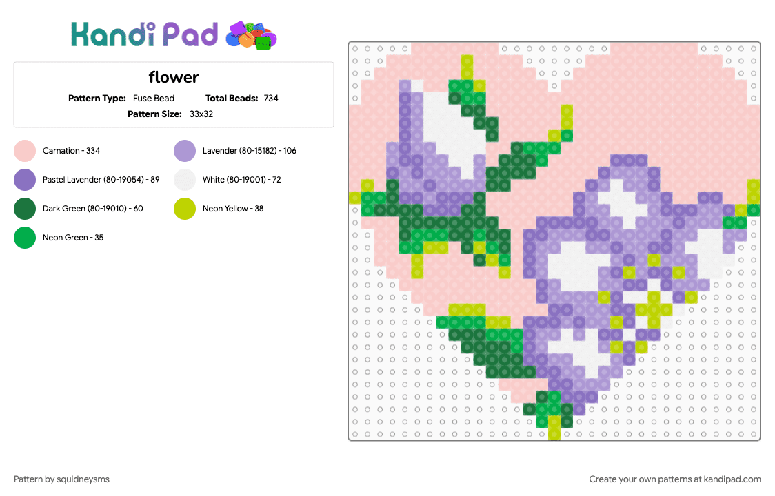 flower - Fuse Bead Pattern by squidneysms on Kandi Pad - beige