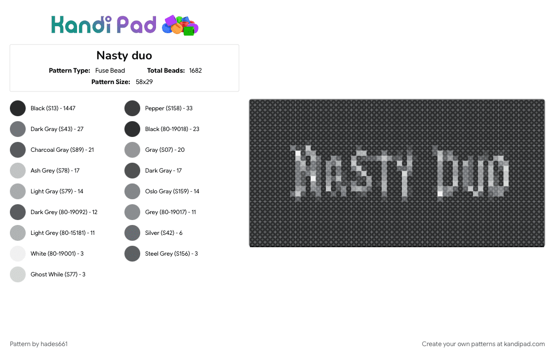 Nasty duo - Fuse Bead Pattern by hades661 on Kandi Pad - 
