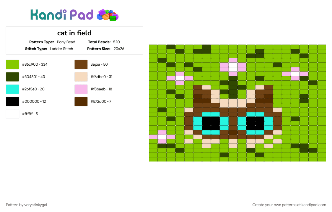 cat in field - Pony Bead Pattern by verystinkygal on Kandi Pad - green