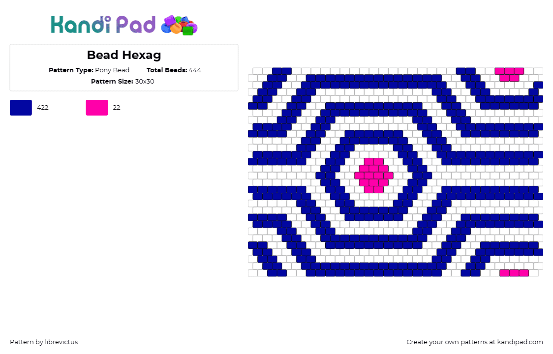 Bead Hexag - Pony Bead Pattern by librevictus on Kandi Pad - hexagon,geometric,trippy,panel,stripes,blue,pink