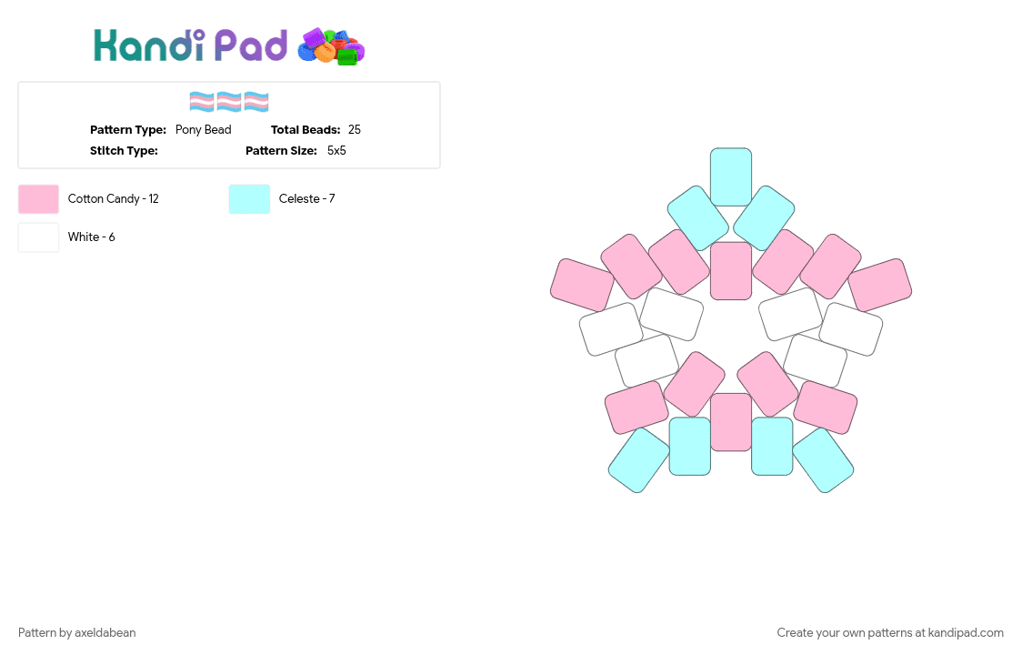 🏳️‍⚧️🏳️‍⚧️🏳️‍⚧️ - Pony Bead Pattern by axeldabean on Kandi Pad - light blue, pink