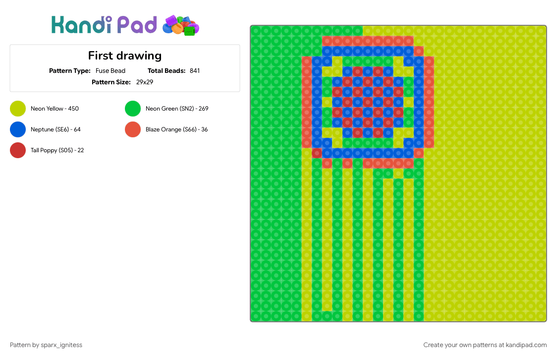 First drawing - Fuse Bead Pattern by sparx_ignitess on Kandi Pad - green