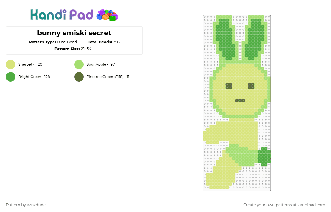 Smiski Rabbit Secret Bunny smiski secret Fuse Bead Pattern - Kandi Pad | Kandi Patterns ...