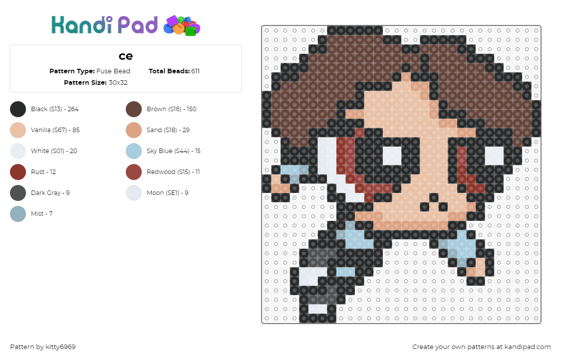 ce - Fuse Bead Pattern by kitty6969 on Kandi Pad - powerpuff girls,mashup,tv show,music,character,cartoon,brown,tan