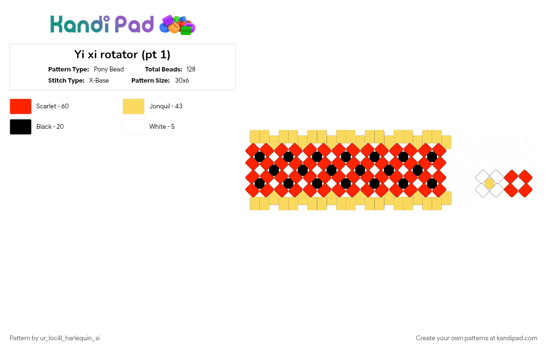 Yi xi rotator (pt 1) - Pony Bead Pattern by ur_loc4l_harlequin_si on Kandi Pad - red, yellow