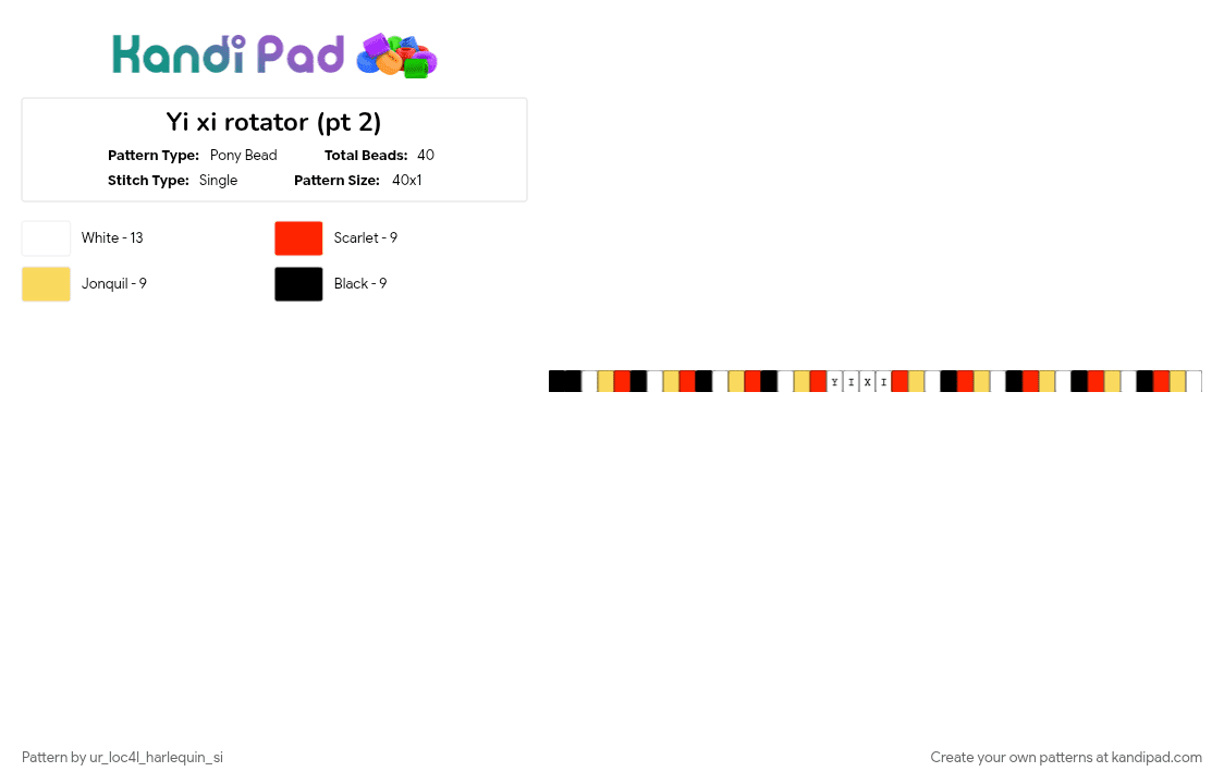 Yi xi rotator (pt 2) - Pony Bead Pattern by ur_loc4l_harlequin_si on Kandi Pad - red, yellow