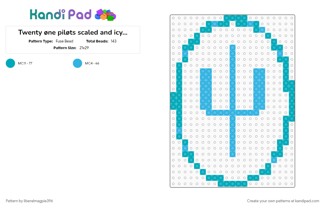 Twenty øne piløts scaled and icy logo - Fuse Bead Pattern by liberalmagpie396 on Kandi Pad - light blue, teal