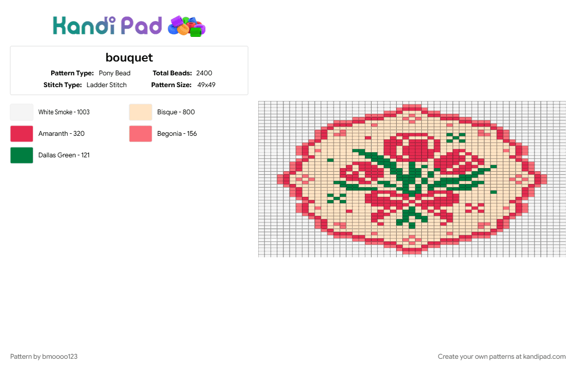bouquet - Pony Bead Pattern by bmoooo123 on Kandi Pad - beige, red
