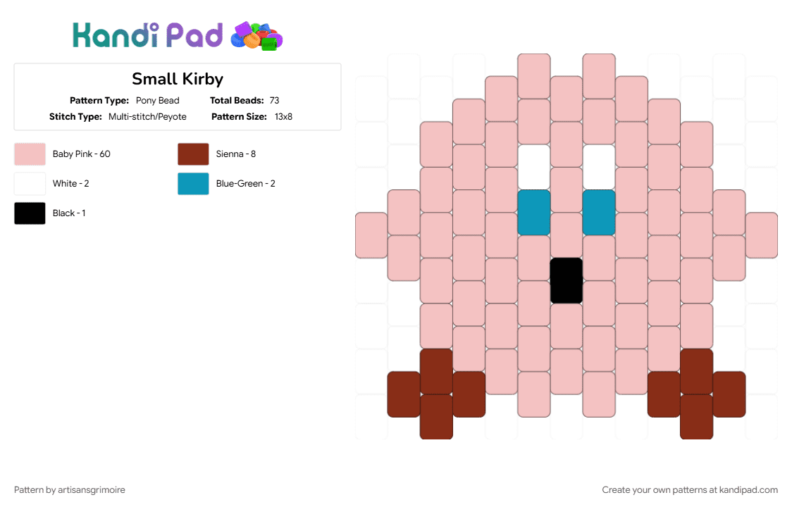 Small Kirby - Pony Bead Pattern by artisansgrimoire on Kandi Pad - beige