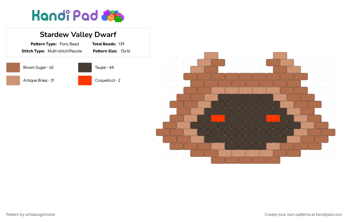 Stardew Valley Dwarf - Pony Bead Pattern by artisansgrimoire on Kandi Pad - 