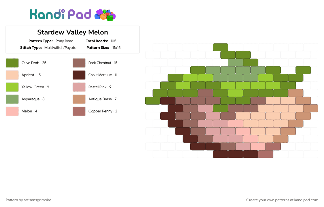 Stardew Valley Melon - Pony Bead Pattern by artisansgrimoire on Kandi Pad - 