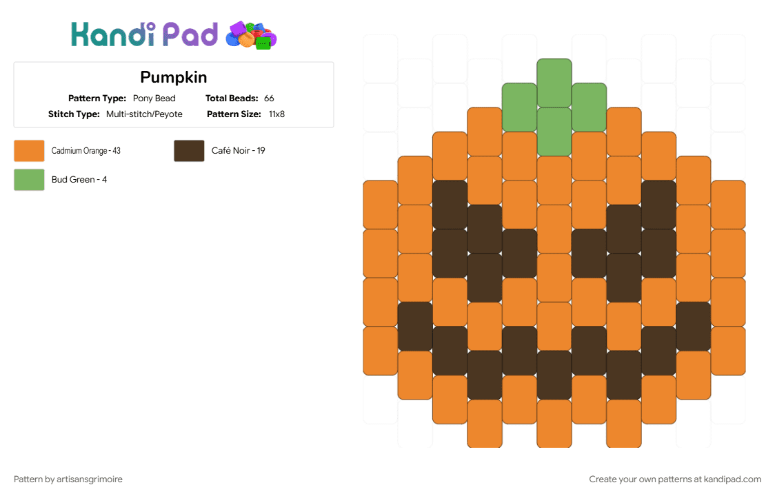 Pumpkin - Pony Bead Pattern by artisansgrimoire on Kandi Pad - cute, halloween, orange, spooky