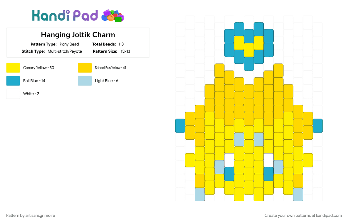 Hanging Joltik Charm - Pony Bead Pattern by artisansgrimoire on Kandi Pad - 