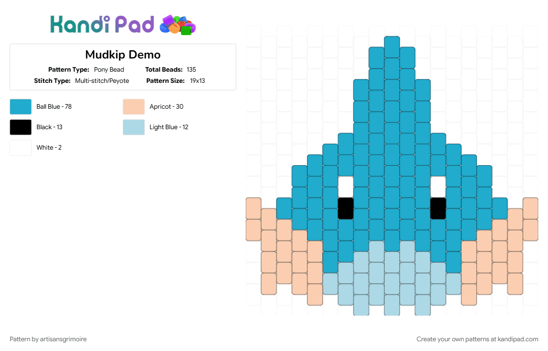 Mudkip Demo - Pony Bead Pattern by artisansgrimoire on Kandi Pad - 