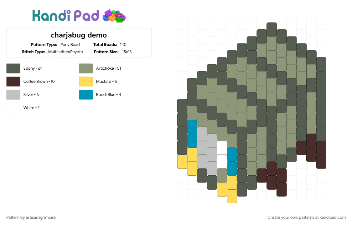 charjabug demo - Pony Bead Pattern by artisansgrimoire on Kandi Pad - 