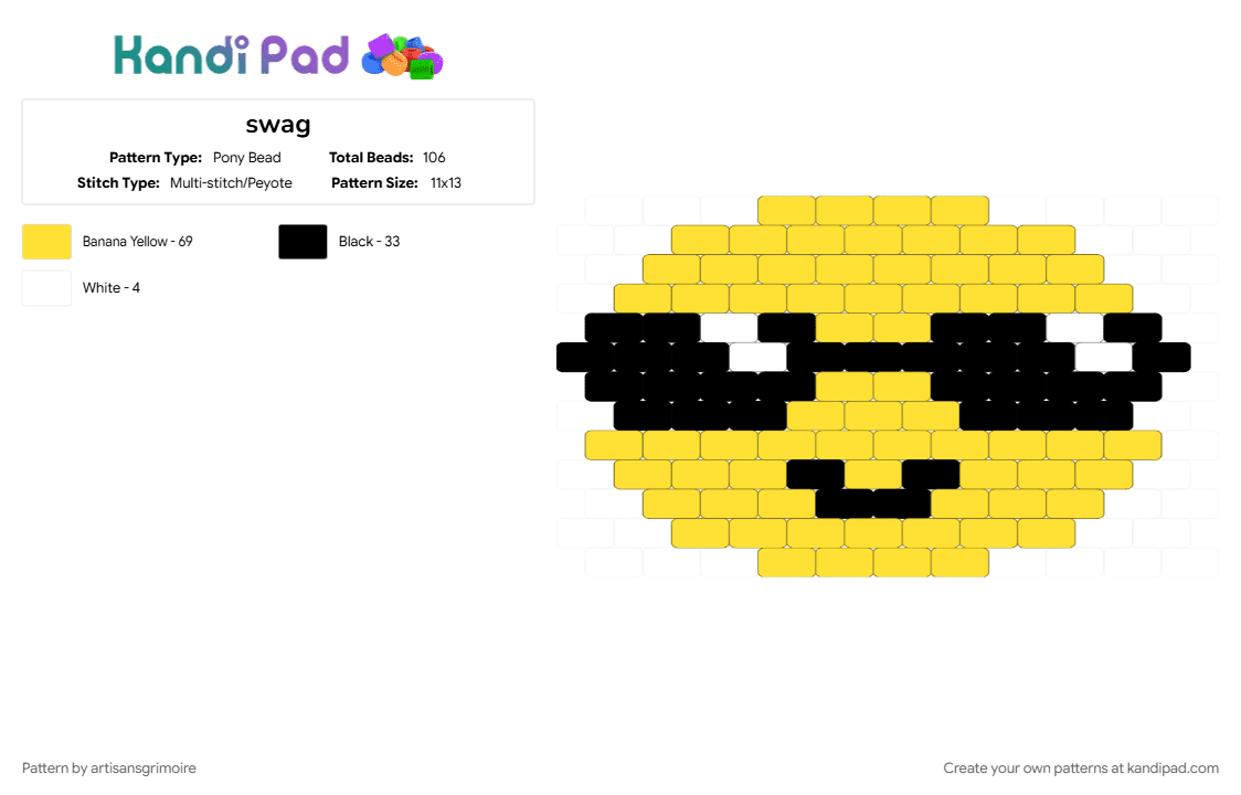 swag - Pony Bead Pattern by artisansgrimoire on Kandi Pad - yellow