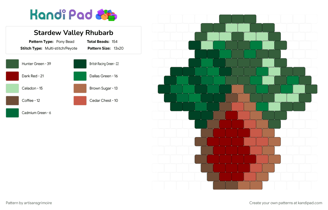 Stardew Valley Rhubarb - Pony Bead Pattern by artisansgrimoire on Kandi Pad - food, fruit, spring, stardew valley, vibrant colors