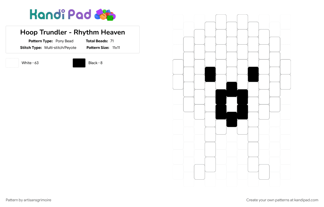 Hoop Trundler - Rhythm Heaven - Pony Bead Pattern by artisansgrimoire on Kandi Pad - white
