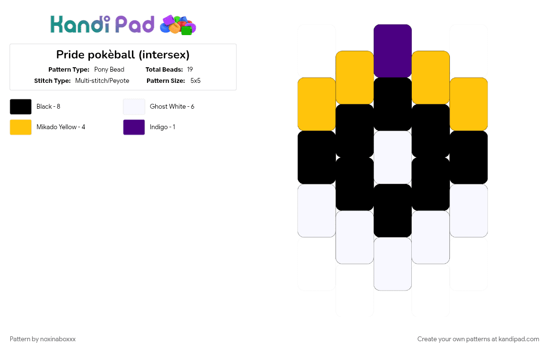 Pride pokèball (intersex) - Pony Bead Pattern by noxinaboxxx on Kandi Pad - charm, intersex, lgbtq, pokeball, pokemon, pride, pride flag, yellow