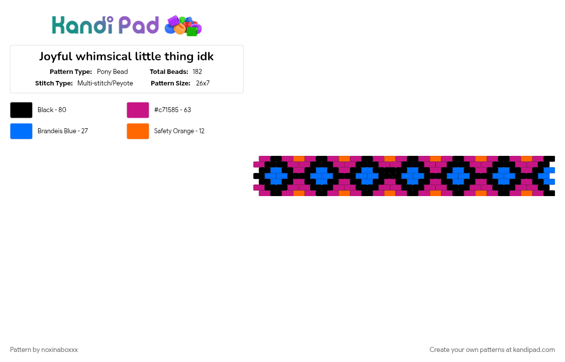 Joyful whimsical little thing idk - Pony Bead Pattern by noxinaboxxx on Kandi Pad - black, colorful, geometric, orange, pink, rainbow, rainbows, teal