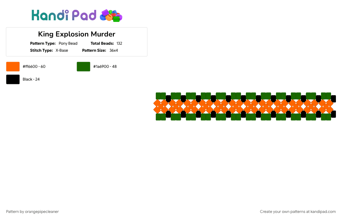 Bakugo X Base - Pony Bead Pattern by orangepipecleaner on Kandi Pad - bakugo, green, orange