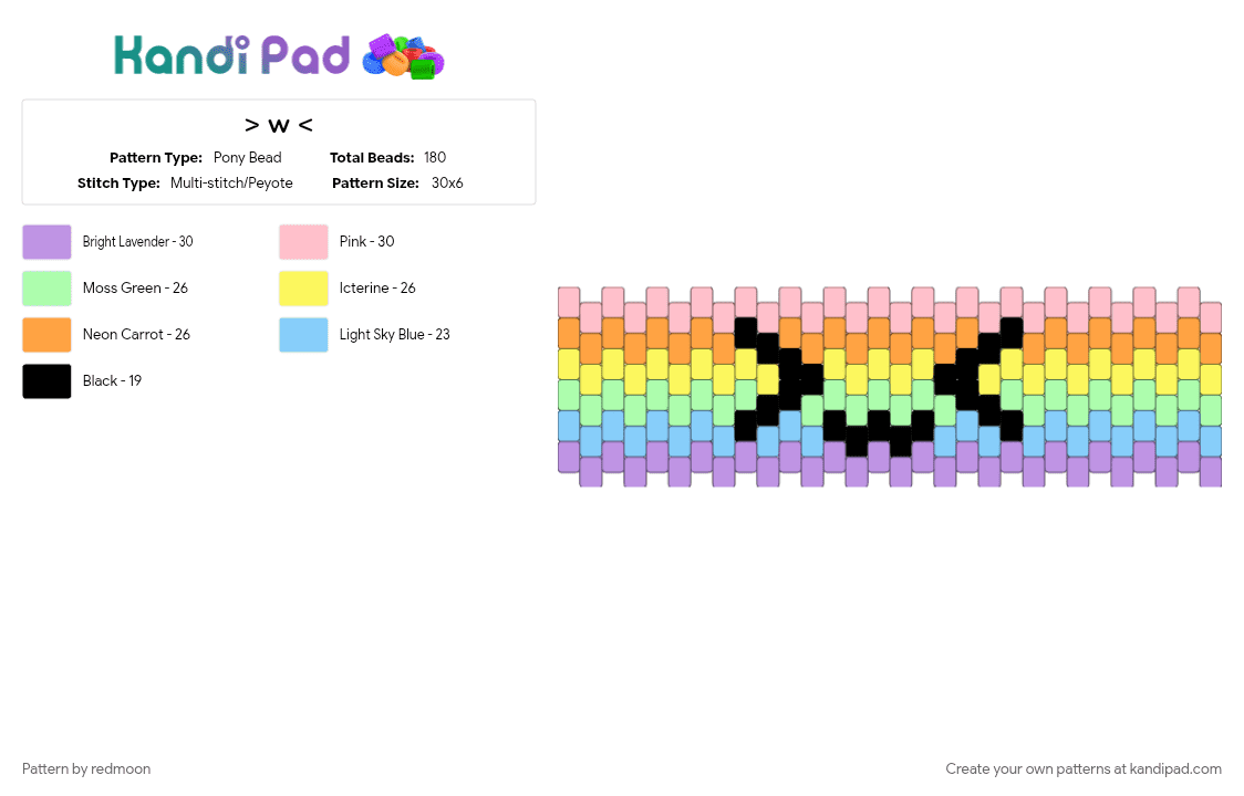 > w - Pony Bead Pattern by redmoon on Kandi Pad - pink