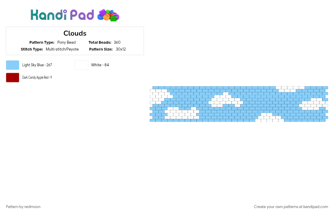 Clouds - Pony Bead Pattern by redmoon on Kandi Pad - bluey, clouds, cotdairshow, light blue, sky
