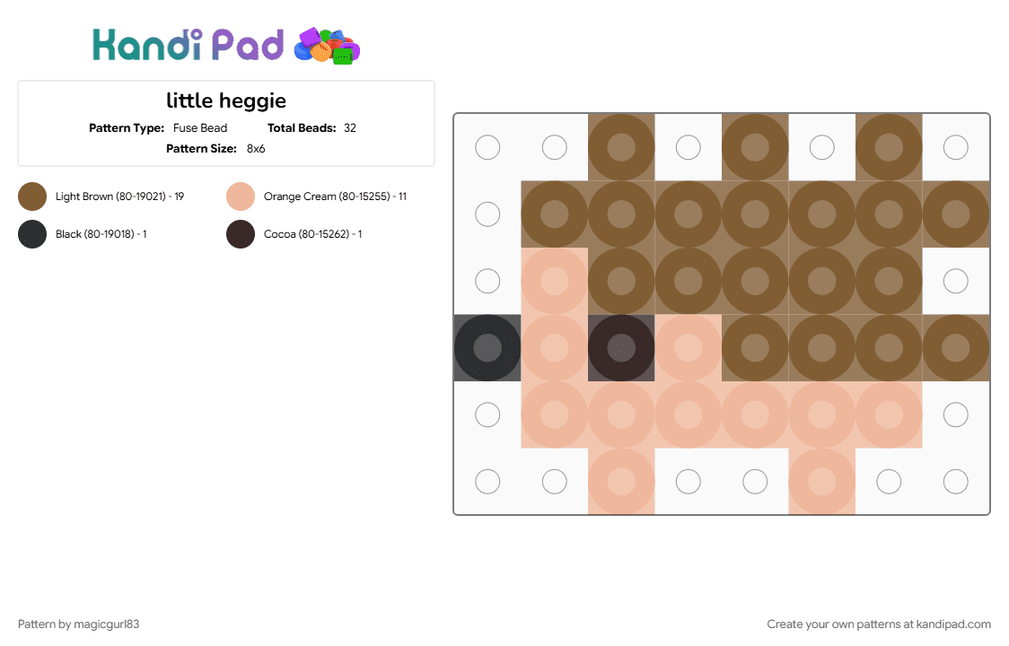 little heggie - Fuse Bead Pattern by magicgurl83 on Kandi Pad - animal, beige, cotdhedgehogs, cute, kawaii, tan