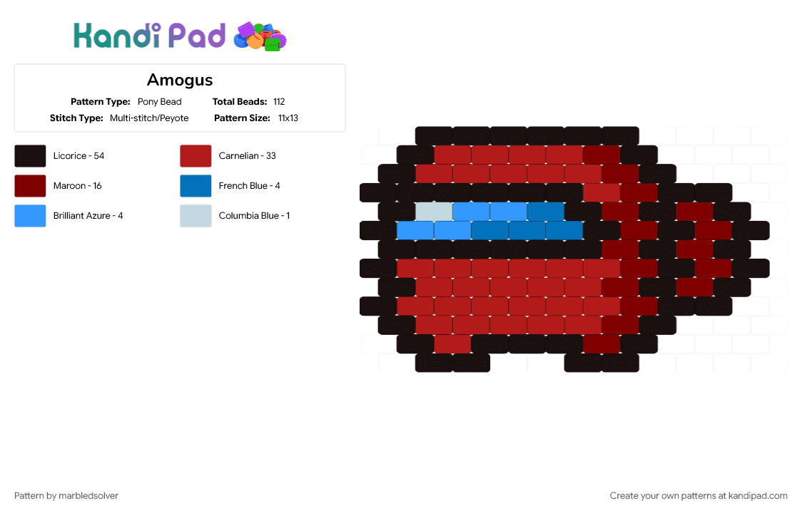 Amogus - Pony Bead Pattern by marbledsolver on Kandi Pad - among us, character, video game
