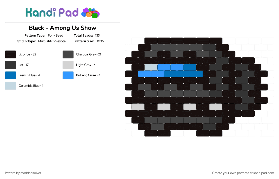 Black - Among Us Show - Pony Bead Pattern by marbledsolver on Kandi Pad - among us, black, brown, character, tv show, video game