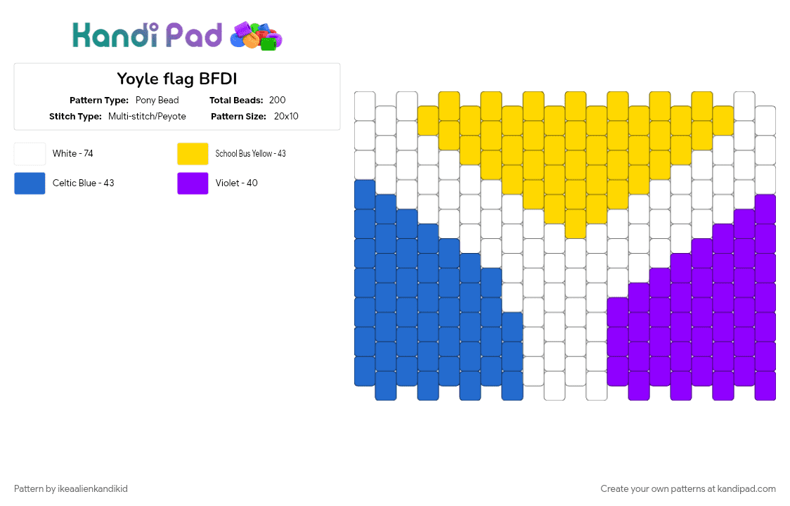 Yoyle flag BFDI - Pony Bead Pattern by ikeaalienkandikid on Kandi Pad - 