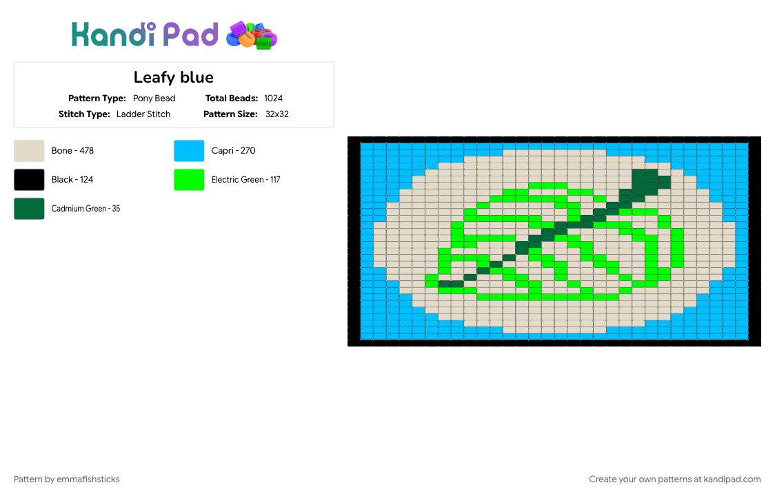 Animal Crossing Leaf blue - Pony Bead Pattern by emmafishsticks on Kandi Pad - beige