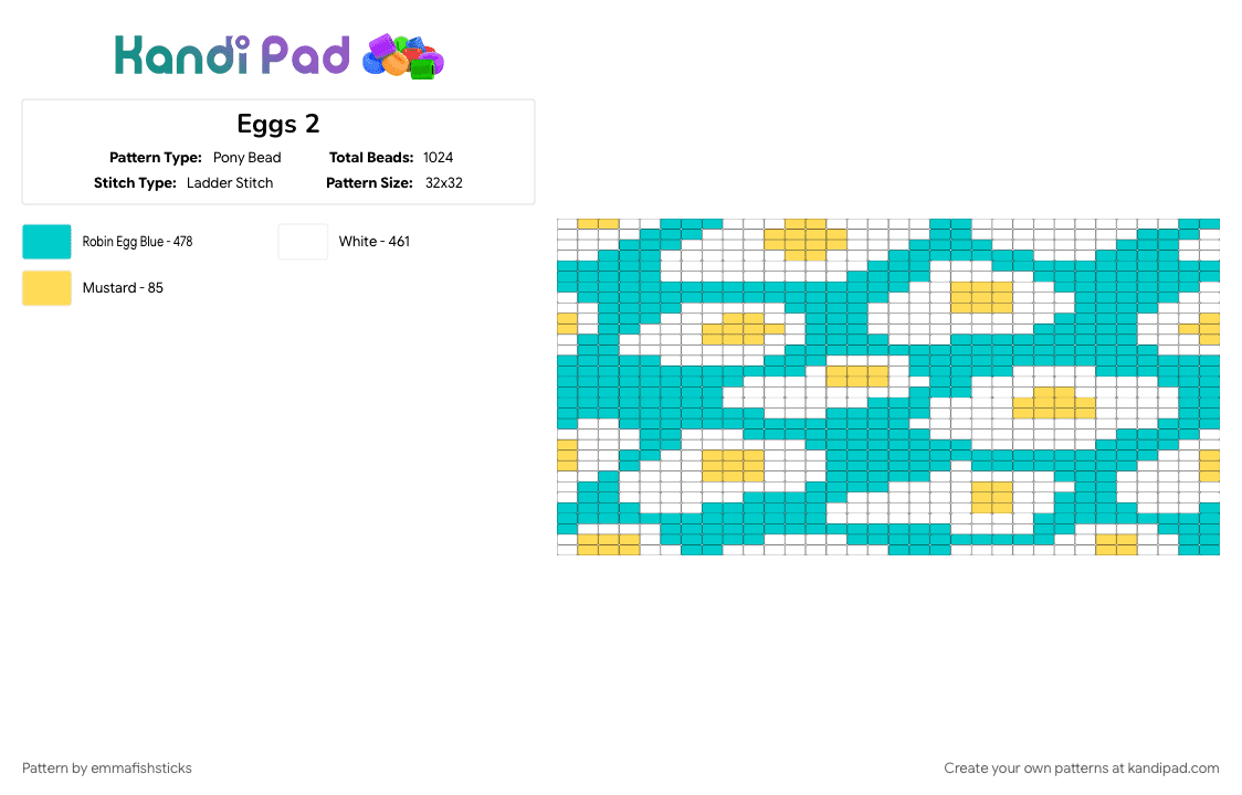 Eggs 2 - Pony Bead Pattern by emmafishsticks on Kandi Pad - teal